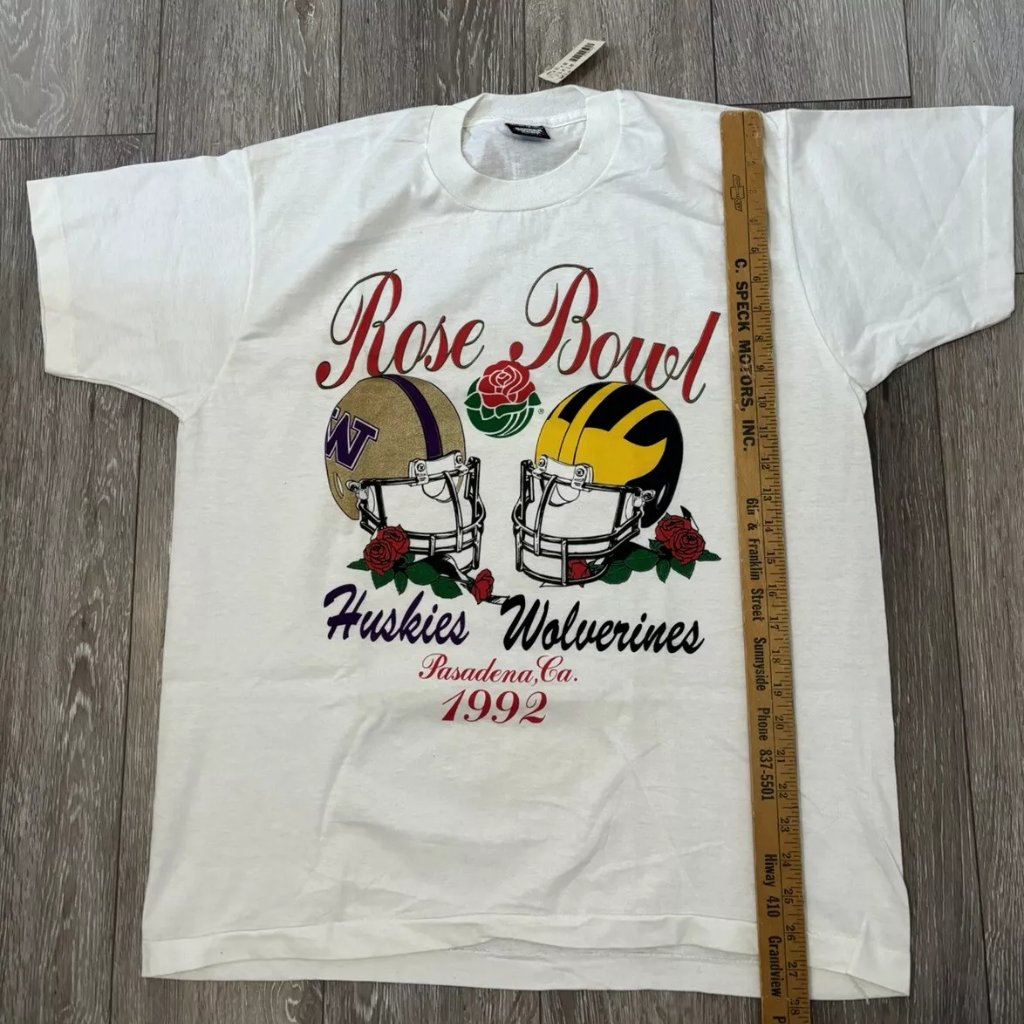 Vintage 1992 Washington Huskies Michigan Wolverines Rose Bowl Ncaa Shirt